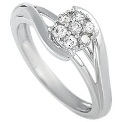 LB Exclusive 14 Karat White Gold 0.25 Carat Diamond Pave Flower Ring
