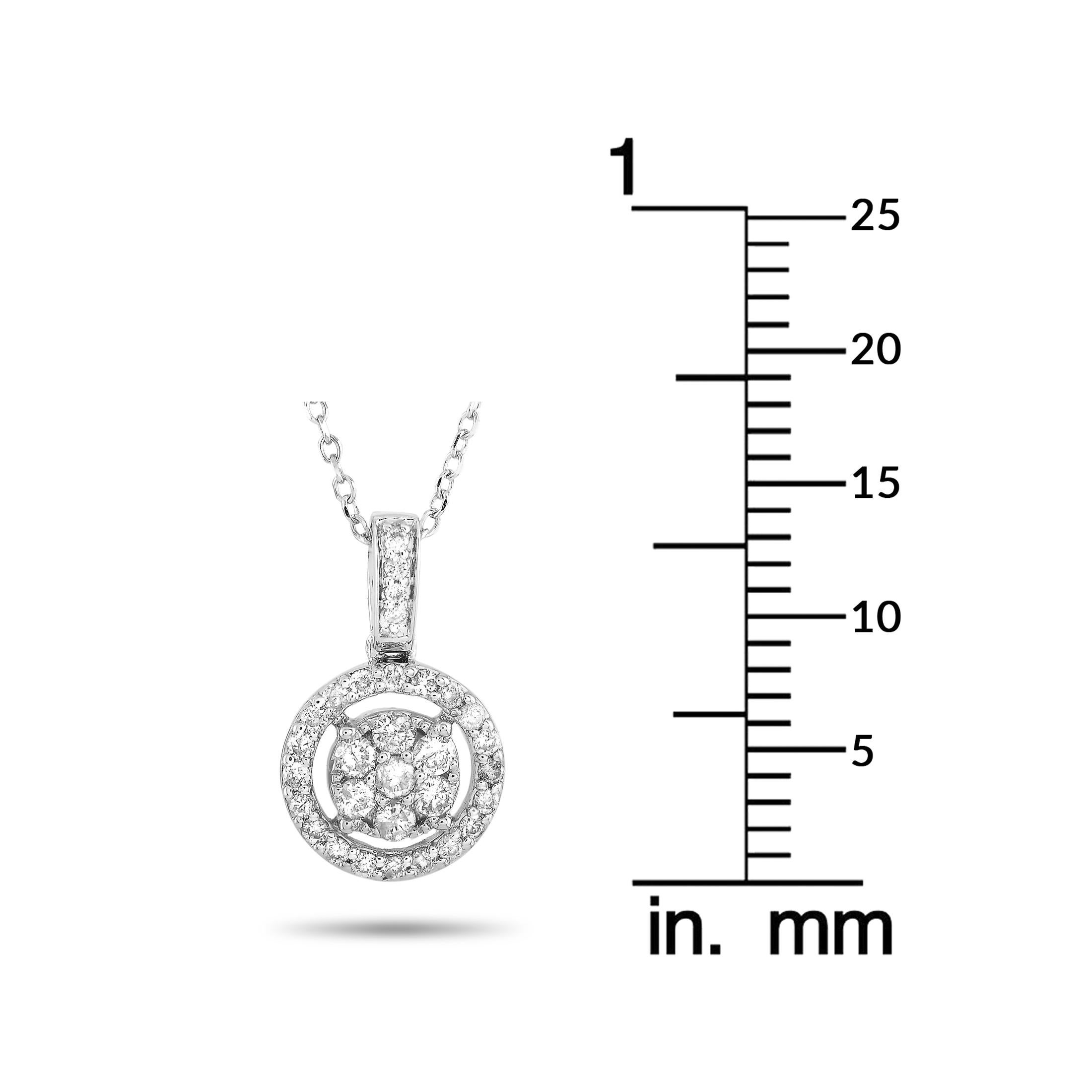 Round Cut LB Exclusive 14 Karat White Gold 0.25 Carat Diamond Pendant Necklace For Sale