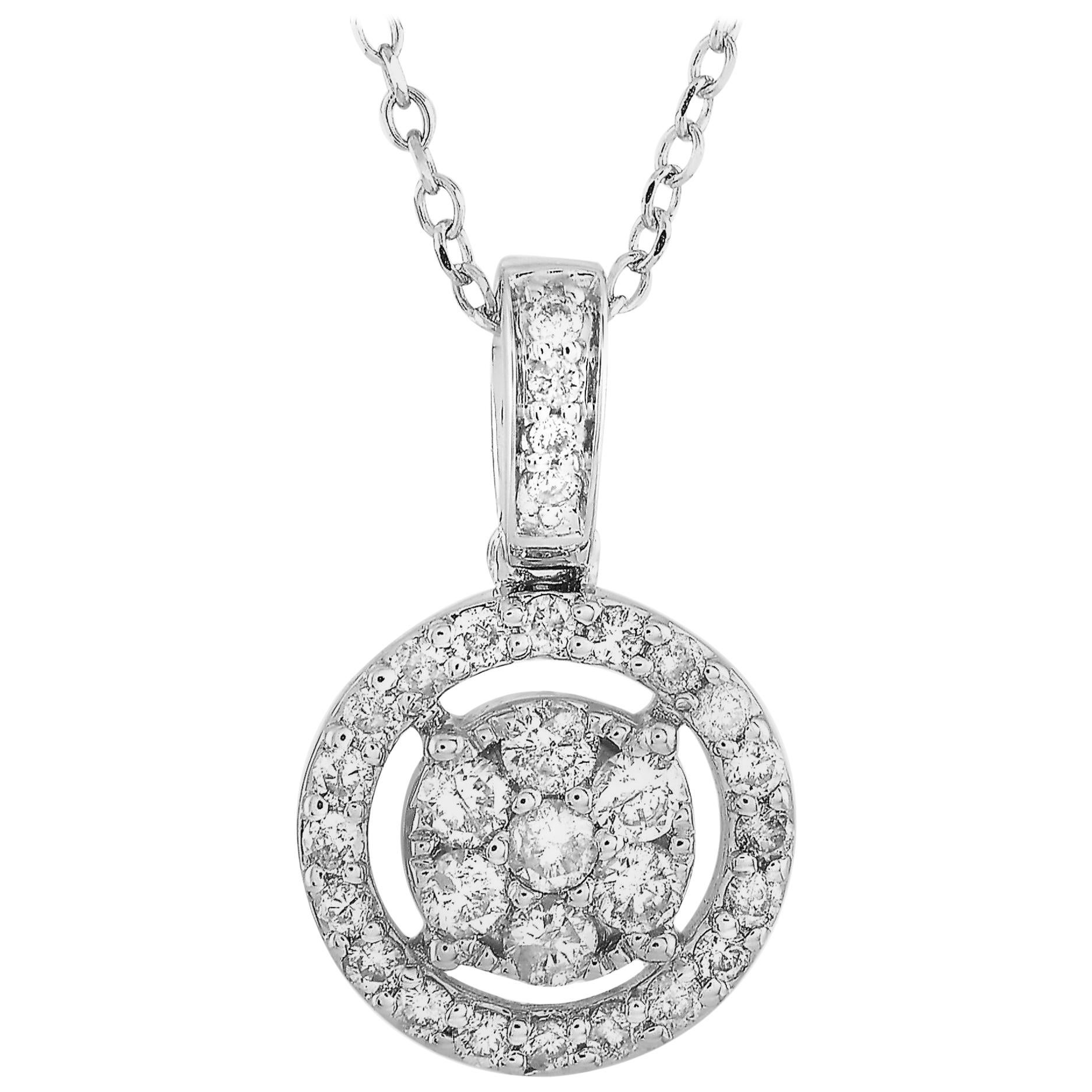 LB Exclusive 14 Karat White Gold 0.25 Carat Diamond Pendant Necklace