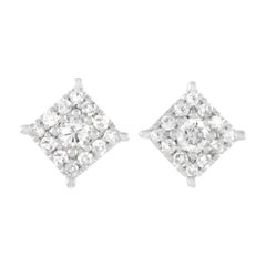 LB Exclusive 14 Karat White Gold 0.25 Carat Diamond Square Cluster Earrings