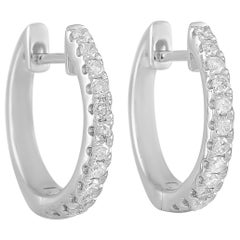 LB Exclusive 14 Karat White Gold 0.28 Carat Diamond Hoop Earrings