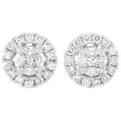 LB Exclusive 14 Karat White Gold 0.30 Carat Diamond Round Earrings