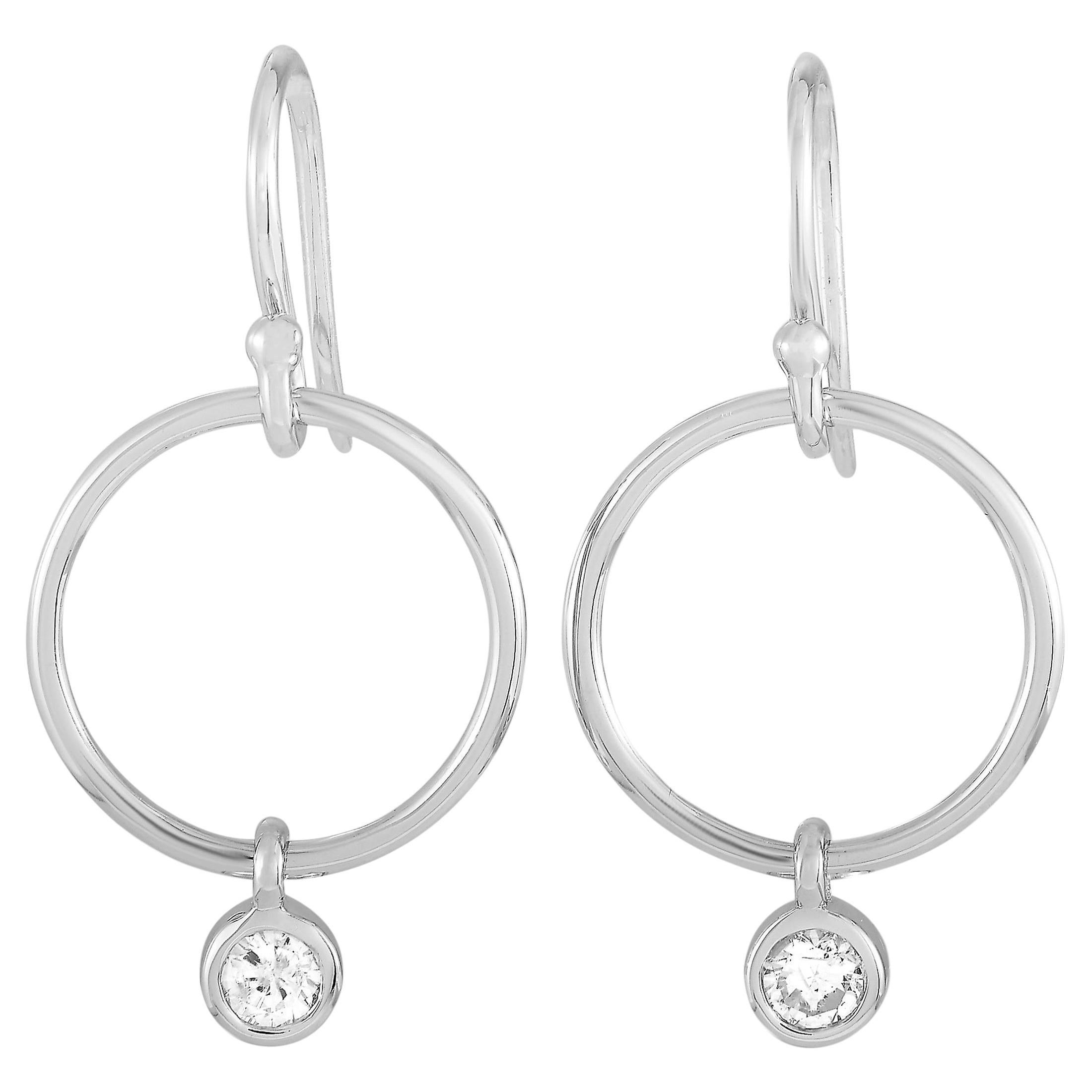 LB Exclusive 14 Karat White Gold 0.32 Carat Diamond Earrings For Sale