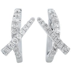LB Exclusive 14 Karat White Gold 0.35 Carat Diamond Hoop Earrings