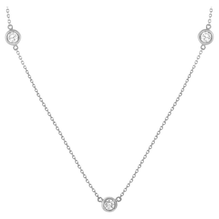LB Exclusive 14 Karat White Gold 0.35 Carat Diamond Necklace For Sale ...