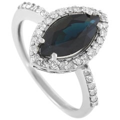 LB Exclusive 14 Karat White Gold 0.40 Carat Diamond and Sapphire Ring
