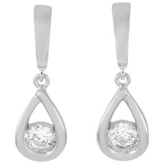 Boucles d'oreilles en or blanc 14 carats avec diamant de 0,40 carat de la collection LB Exclusive