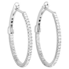 LB Exclusive 14 Karat White Gold 0.46 Carat Diamond Hoop Earrings