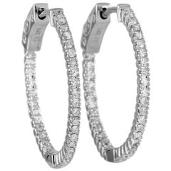 LB Exclusive 14 Karat White Gold 0.50 Carat Diamond Hoop Earrings