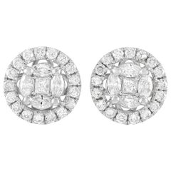 LB Exclusive 14 Karat White Gold 0.63 Carat Diamond Round Earrings