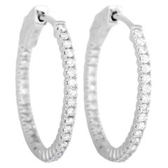 LB Exclusive 14 Karat White Gold 0.65 Carat Diamond Hoop Earrings