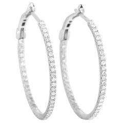 LB Exclusive 14 Karat White Gold 0.69 Carat Diamond Hoop Earrings