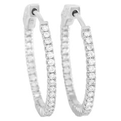 LB Exclusive 14 Karat White Gold 0.75 Carat Diamond Hoop Earrings