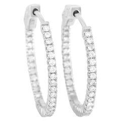LB Exclusive 14 Karat White Gold 0.75 Carat Diamond Hoop Earrings