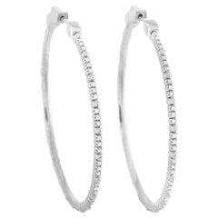 LB Exclusive 14 Karat White Gold 0.80 Carat Diamond Hoop Earrings