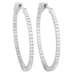 LB Exclusive 14 Karat White Gold 0.85 Carat Diamond Hoop Earrings