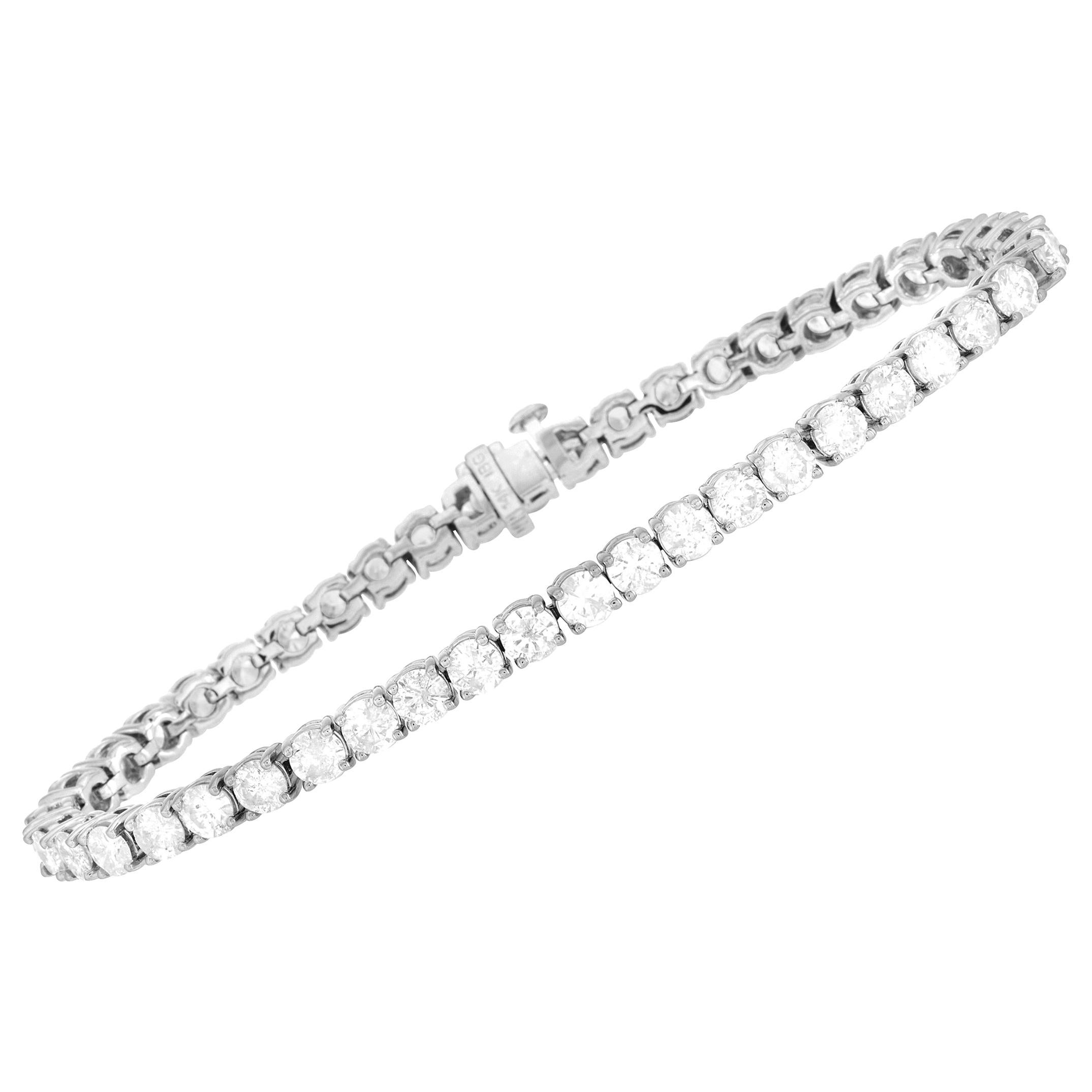 LB Exclusive 14 Karat White Gold 10.20 Carat Diamond Tennis Bracelet