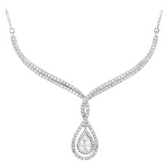 LB Exclusive 14 Karat White Gold 1.20 Carat Diamond Pear Swirl Necklace