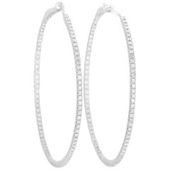 LB Exclusive 14 Karat White Gold 1.40 Carat Diamond Hoop Earrings