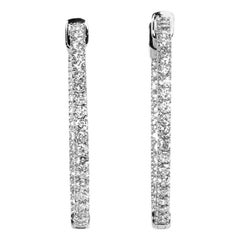 LB Exclusive 14 Karat White Gold 1.45 Carat VS1 H Color Diamond Hoop Earrings