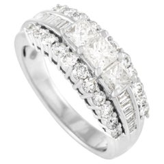 LB Exclusive 14 Karat White Gold 1.50 Carat Diamond Past Present Future Ring