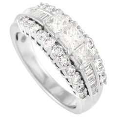 LB Exclusive 14 Karat White Gold 1.50 Carat Diamond Past Present Future Ringa