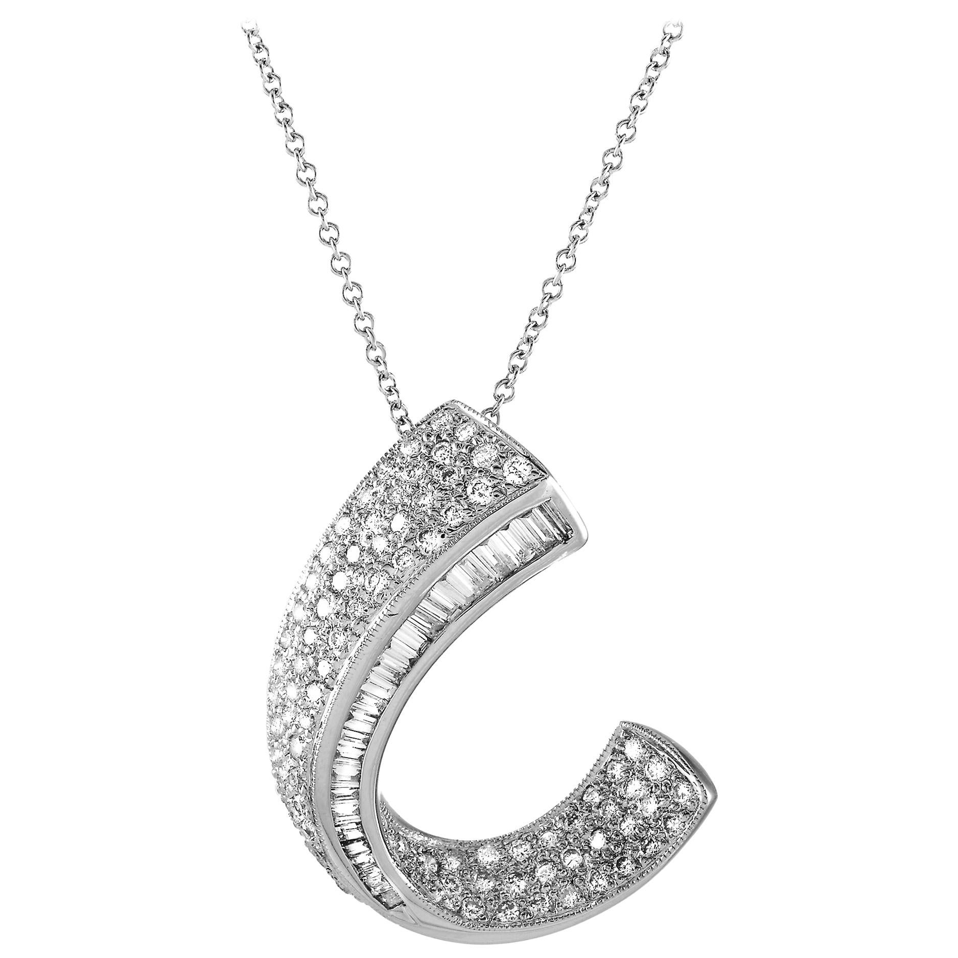 1.65 Carats Diamonds Gold Pendant Necklace at 1stDibs