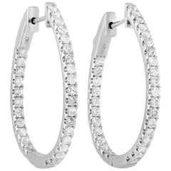 LB Exclusive 14 Karat White Gold 1.95 Carat Diamond Hoop Earrings