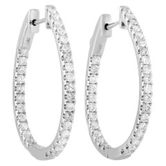 LB Exclusive 14 Karat White Gold 1.95 Carat Diamond Hoop Earrings