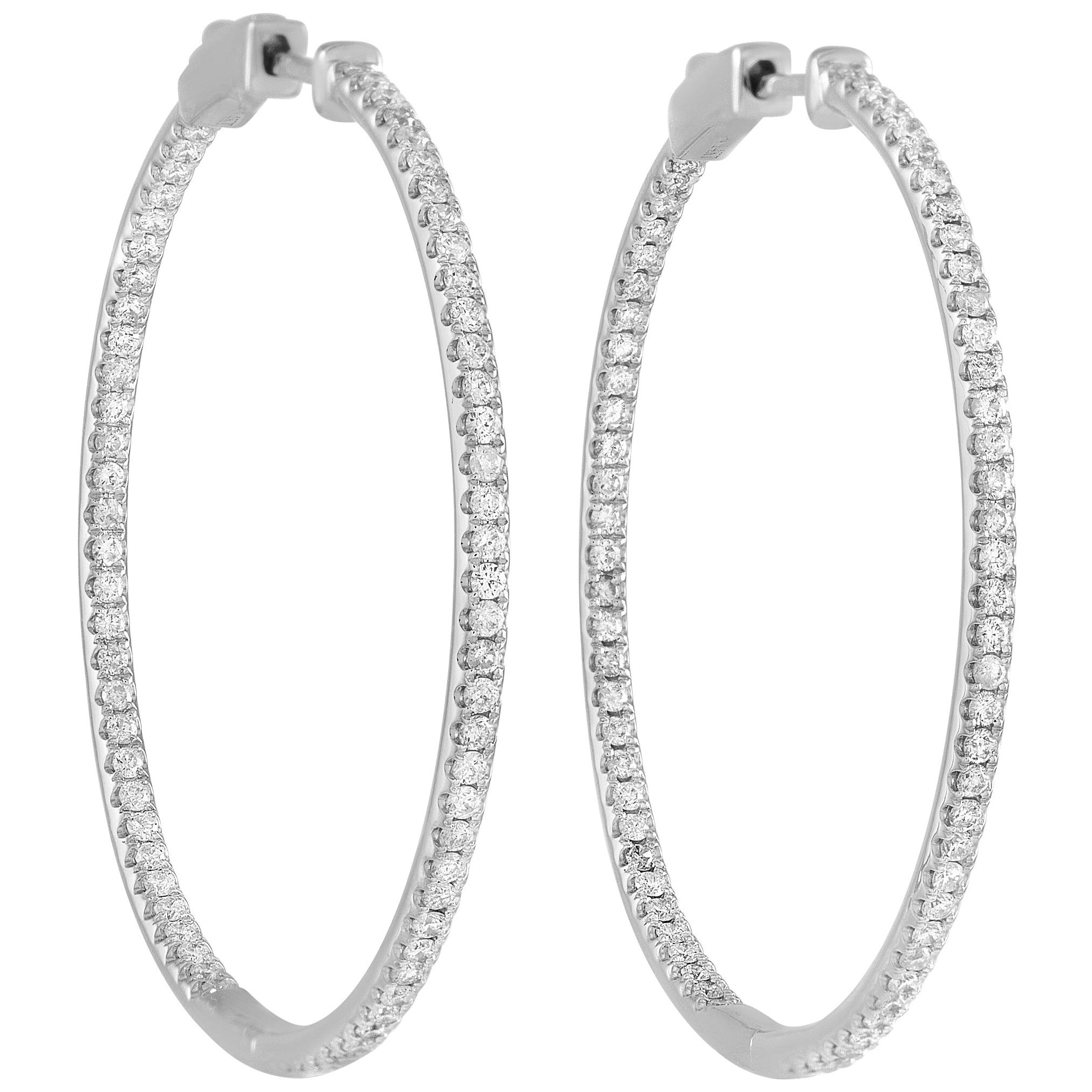 White Trillion Diamond 0.46 Carat 14 Karat Yellow Gold Hoop Earrings For Sale at 1stDibs