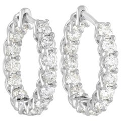 LB Exclusive 14 Karat White Gold 2.05 Carat Diamond Hoop Earrings