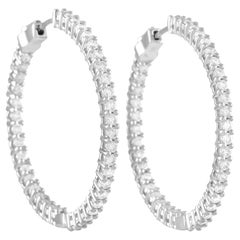 LB Exclusive 14 Karat White Gold 2.12 Carat Diamond Hoop Earrings