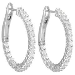 LB Exclusive 14 Karat White Gold 2.15 Carat Diamond Hoop Earrings