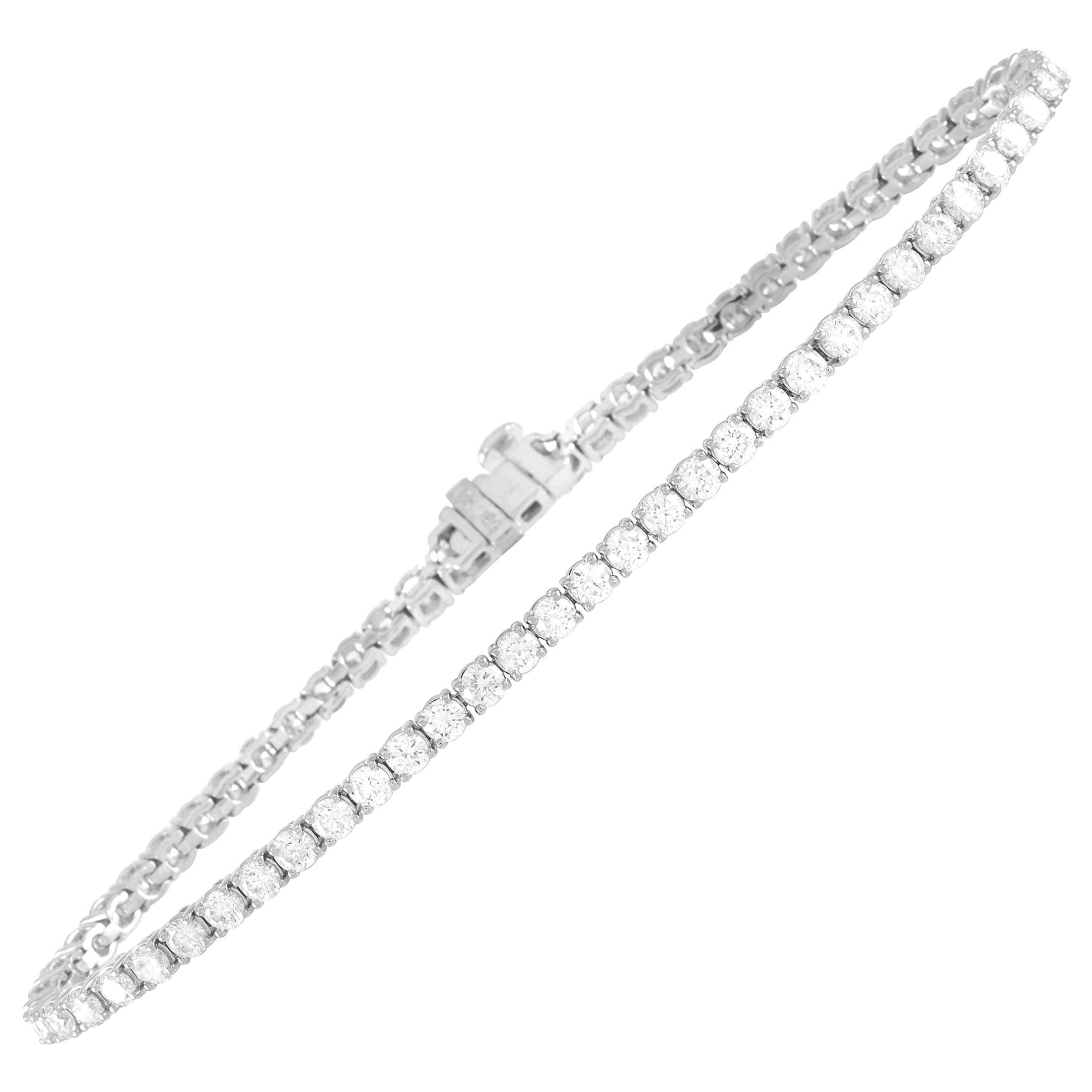 LB Exclusive 14 Karat White Gold 4.92 Carat Diamond Tennis Bracelet
