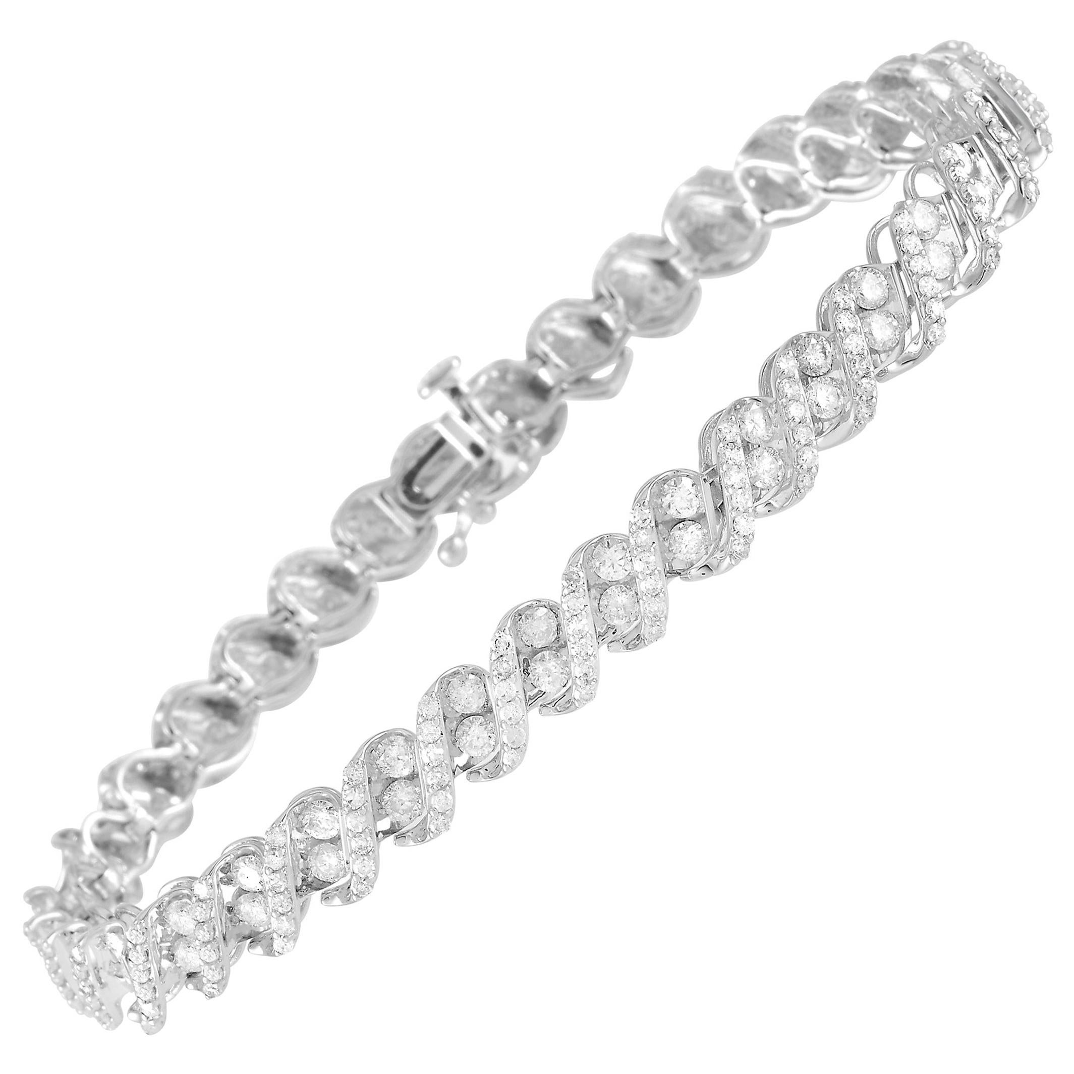 LB Exclusive 14 Karat White Gold 5.00 Carat Diamond Bracelet