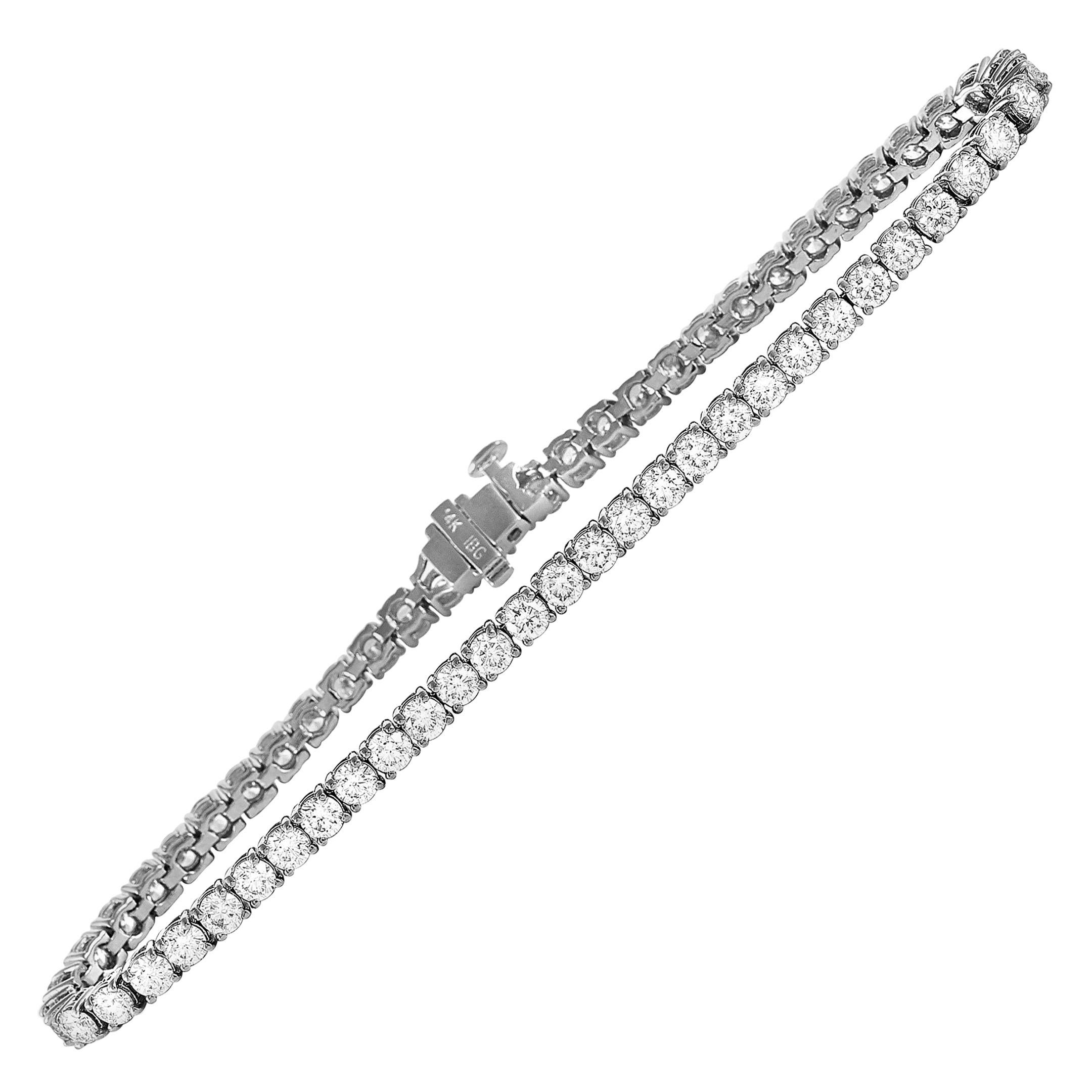 LB Exclusive 14 Karat White Gold 5.65 Carat Diamond Tennis Bracelet