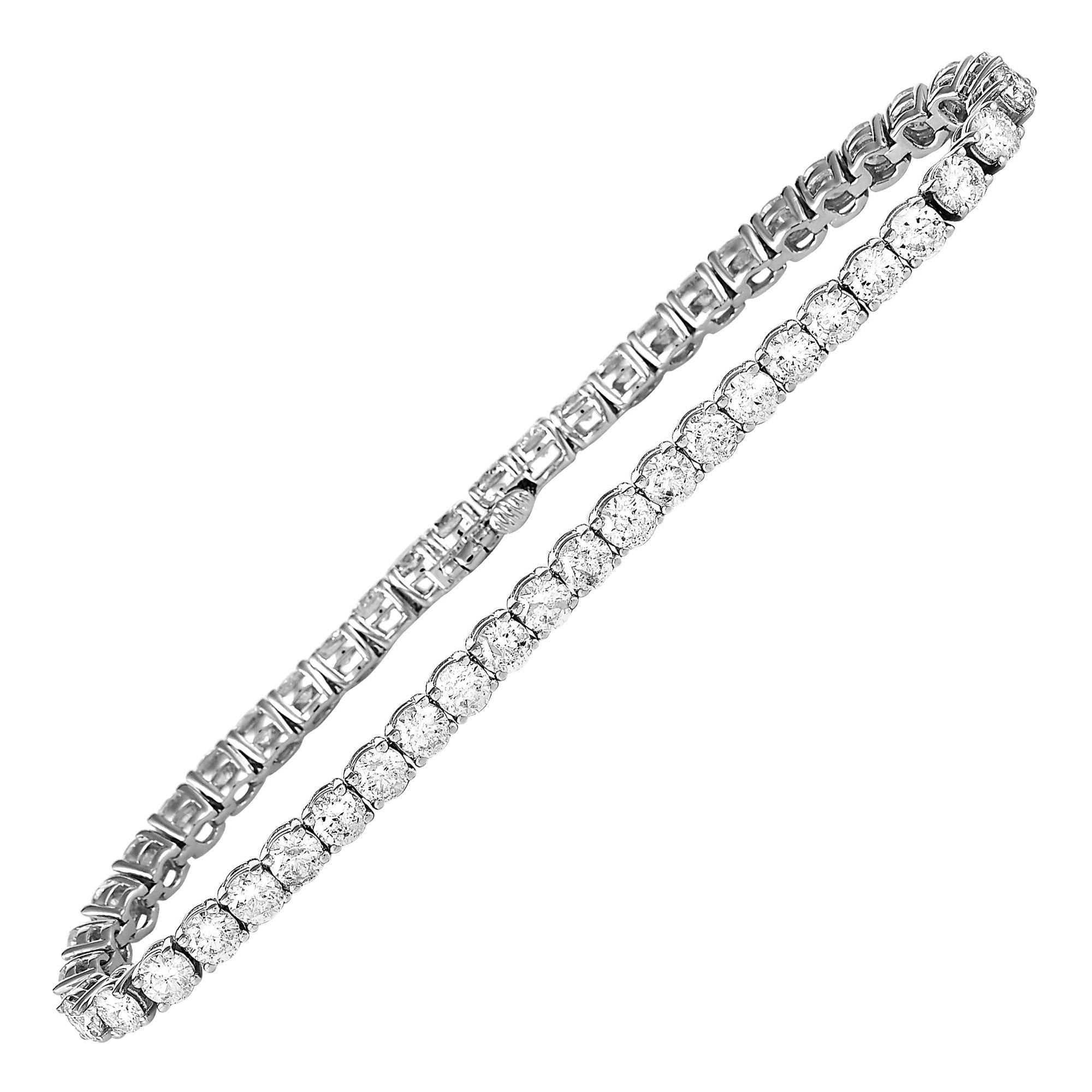 LB Exclusive 14 Karat White Gold 9.01 Carat Diamond Tennis Bracelet