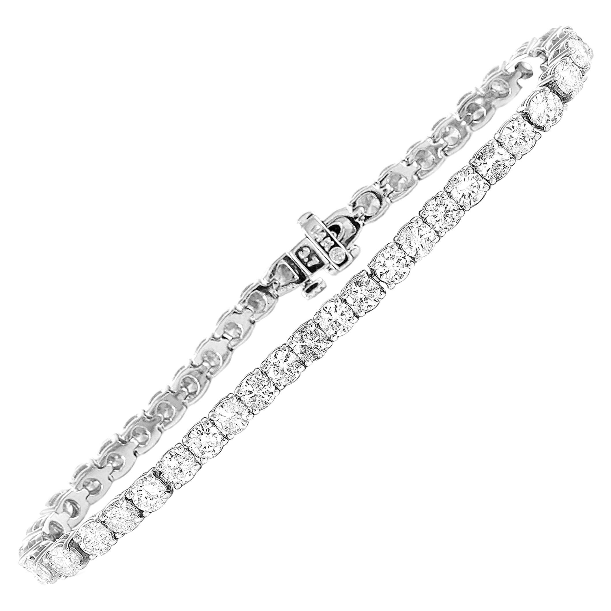 LB Exclusive 14 Karat White Gold 9.21 Carat Diamond Tennis Bracelet