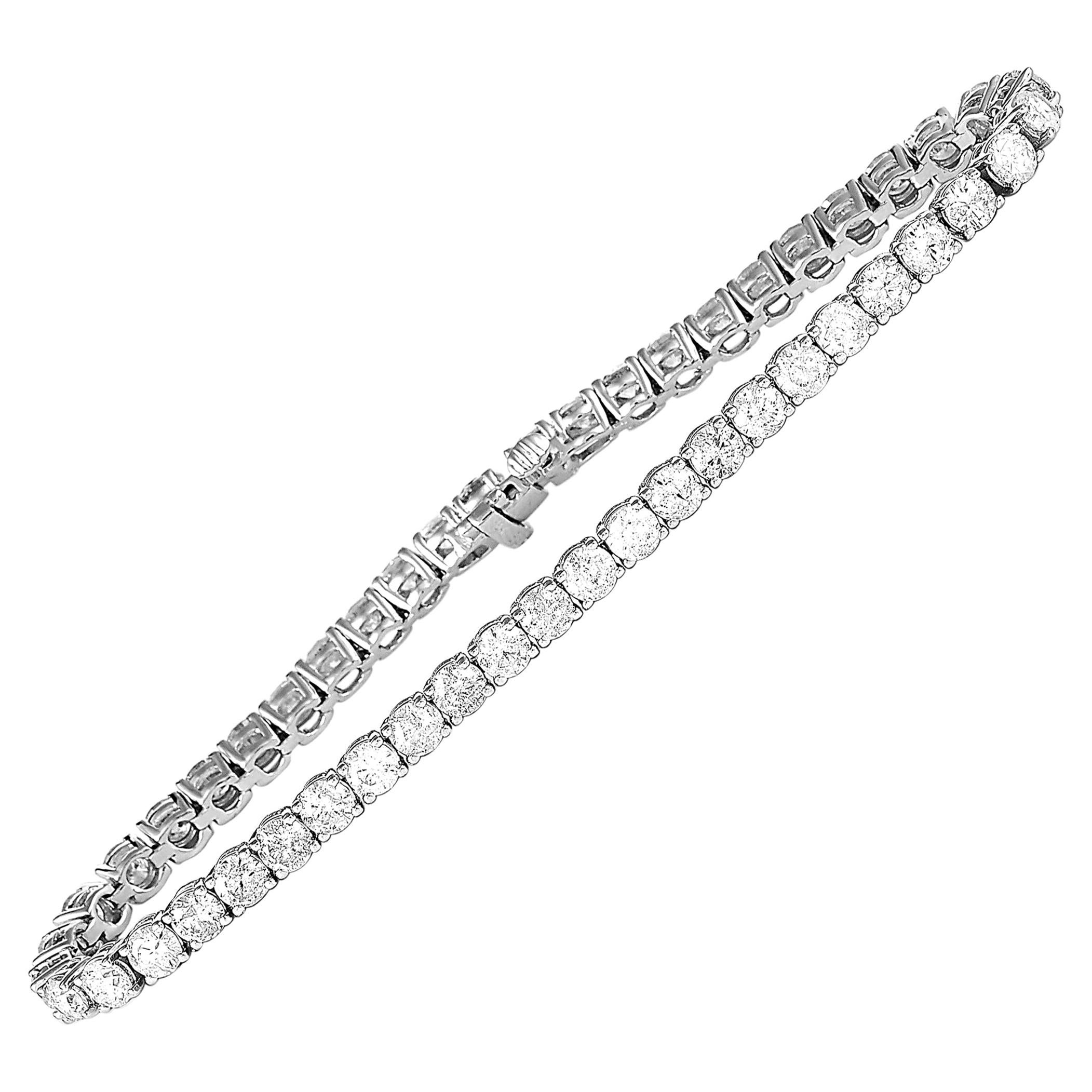 LB Exclusive 14 Karat White Gold 9.29 Carat Diamond Tennis Bracelet
