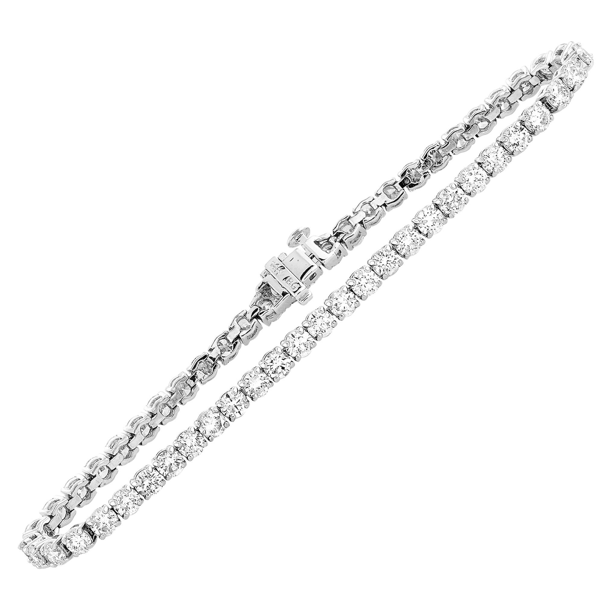 LB Exclusive 14 Karat White Gold and 7.01 Carat Diamond Tennis Bracelet