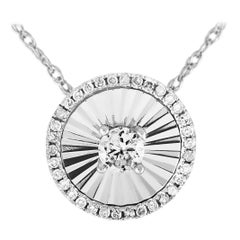 LB Exclusive 14 Karat White Gold and Diamond Circle Pendant Necklace