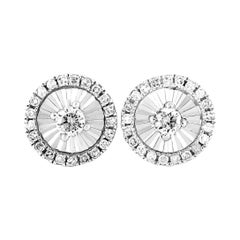 Boucles d'oreilles exclusives LB en or blanc 14 carats et diamants