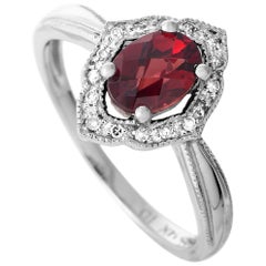 LB Exclusive 14 Karat White Gold Diamond and Garnet Ring