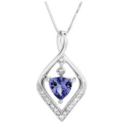 white gold necklace LB Exclusive 14 Karat White Gold Diamond and Tanzanite Necklace