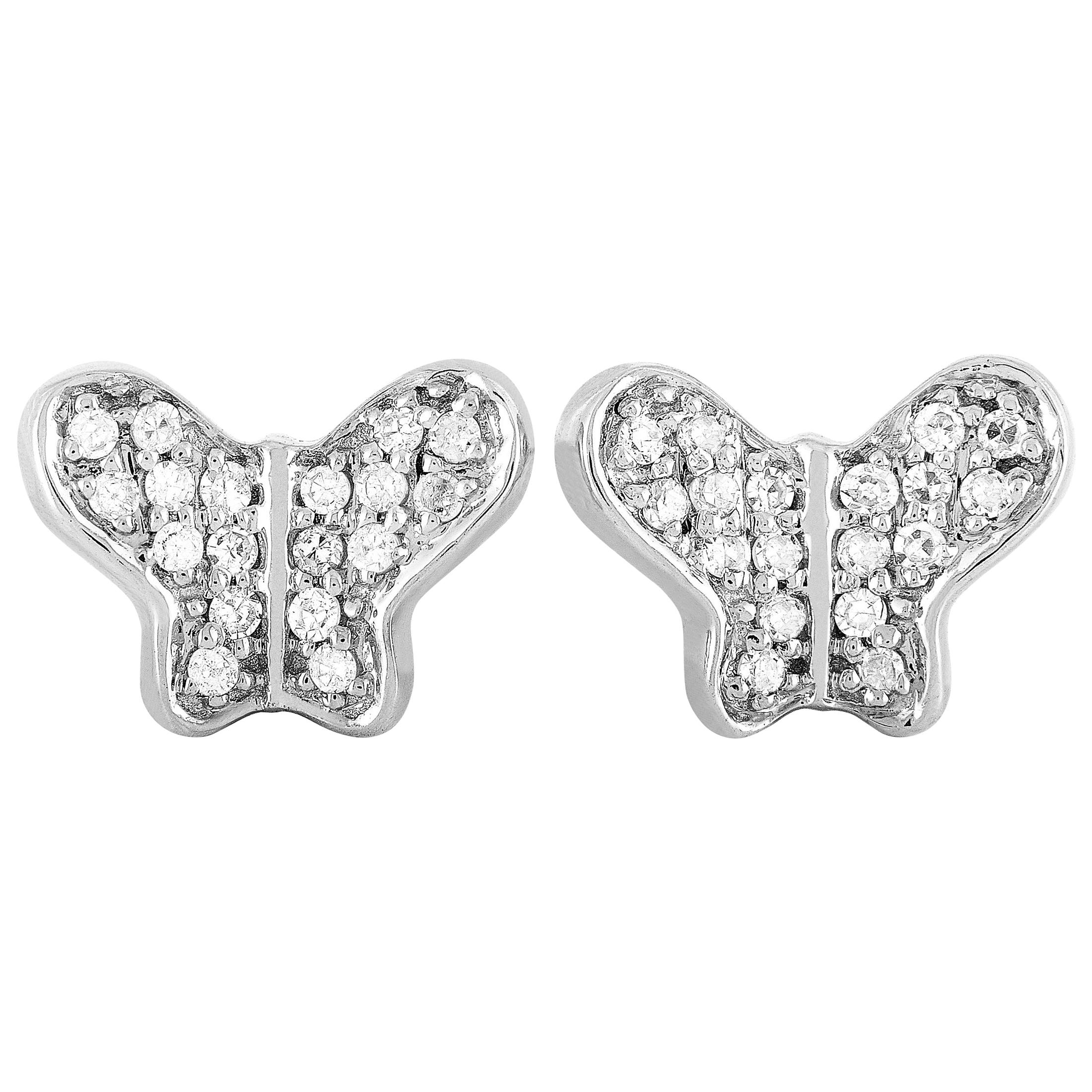LB Exclusive 14 Karat White Gold Diamond Butterfly Earrings at 1stDibs