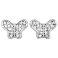 LB Exclusive 14 Karat White Gold Diamond Butterfly Earrings