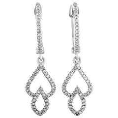 LB Exclusive 14 Karat White Gold Diamond Pave Dangle Earrings