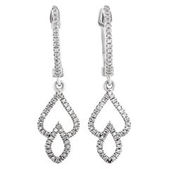 LB Exclusive 14 Karat White Gold Diamond Pave Dangle Earrings