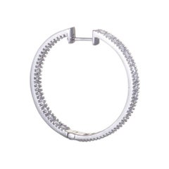 LB Exclusive 14 Karat White Gold Inside Out, 2 Carat Diamond Pave Hoop Earrings