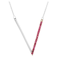 LB Exclusive 14 Karat Yellow and White Gold 0.29 Carat Ruby V Necklace